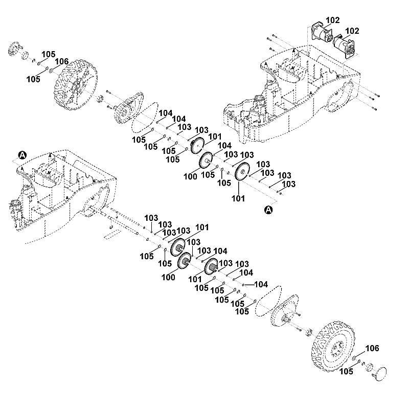 STIHL 6300-600-0400 Getriebemotor positie 102 technische tekening