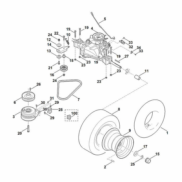 STIHL 9007-345-9236 Sechskantschraube 7/16"x21/2" positie 20 technische tekening