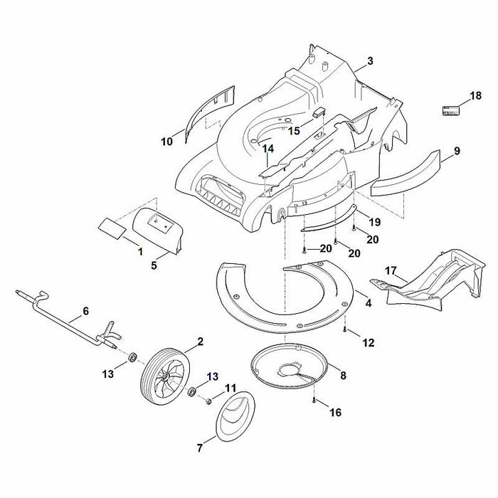 STIHL 6340-766-8300 Mulcheinsatz positie 17 technische tekening