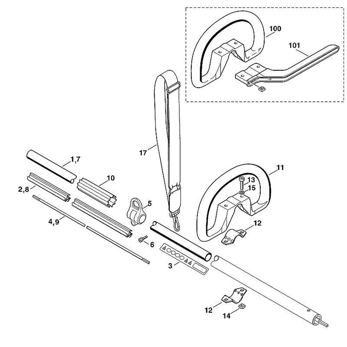 STIHL 9022-341-1370 Zylinderschraube IS M6x30 positie 13 technische tekening
