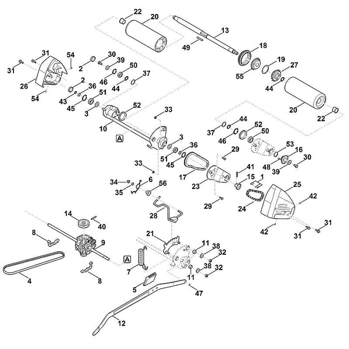 STIHL 6374-780-2215 Freilauf rechts kpl. positie 27 technische tekening