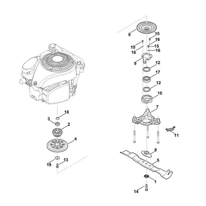 STIHL 6378-160-2905 Kupplungstrommel Unterteil positie 8 technische tekening