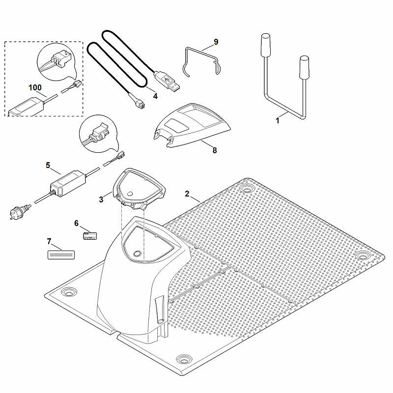STIHL 6309-967-0195 Typenschild ADO 100 SERVICE positie 6 technische tekening