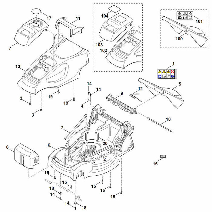 STIHL 6311-967-0130 Typenschild RMA 235 positie 17 technische tekening