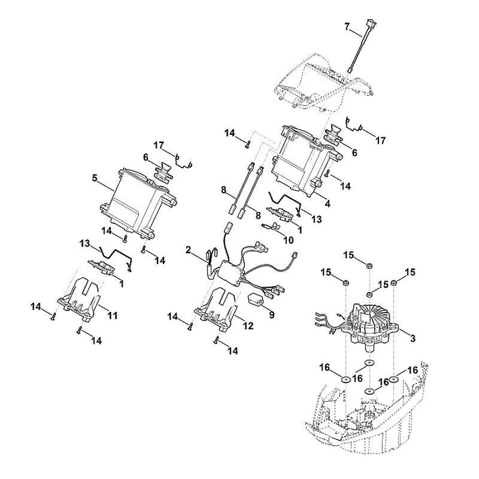 STIHL 6372-403-0405 Batteriehalter (vorne) positie 5 technische tekening