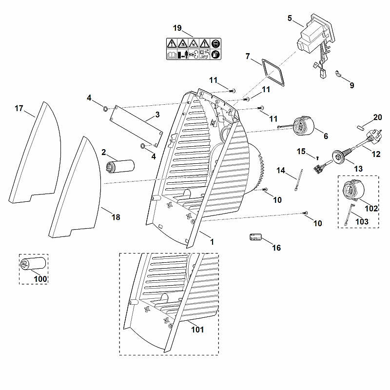 STIHL 6009-706-3000 Dämmmatte positie 18 technische tekening