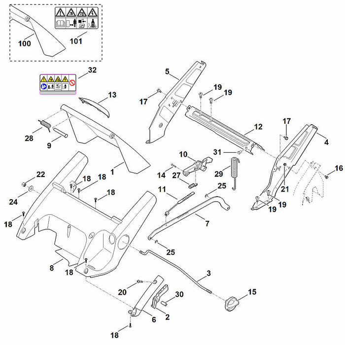 STIHL 6340-706-6710 Griffschale positie 13 technische tekening