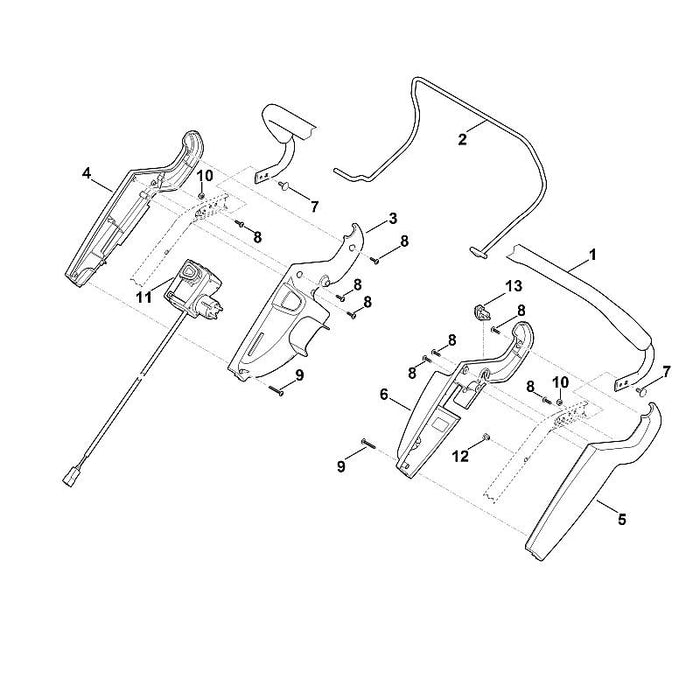 STIHL 6375-764-0611 Gehäusehälfte positie 6 technische tekening