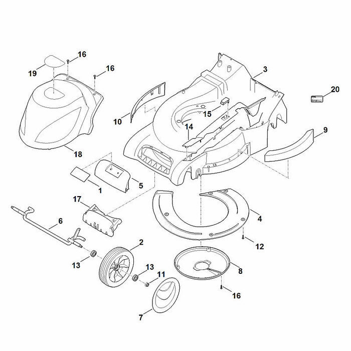 STIHL 6340-967-1535 Typenschild RME 545 V positie 19 technische tekening