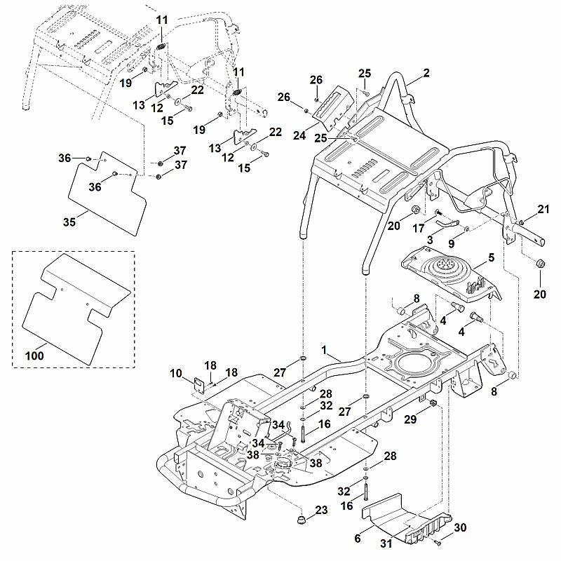 STIHL 6140-145-3701 Schutzblech positie 35 technische tekening