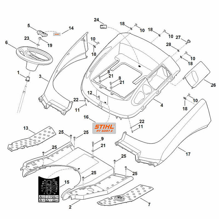 STIHL 9212-263-1400 Sechskantmutter M12 positie 19 technische tekening