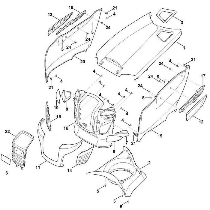 STIHL 9104-003-8734 Schneidschraube P4x16 positie 5 technische tekening