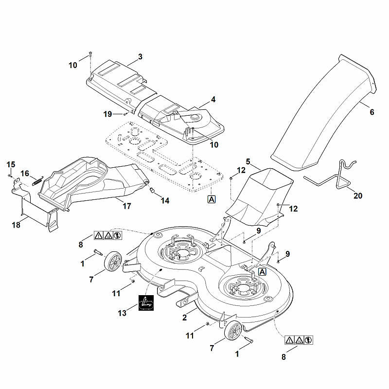 STIHL 6170-706-0841 Schutzhaube rechts positie 3 technische tekening