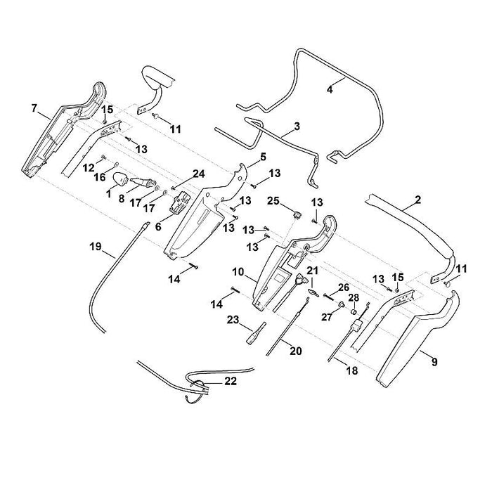 STIHL 6340-764-0602 Gehäusehälfte positie 10 technische tekening