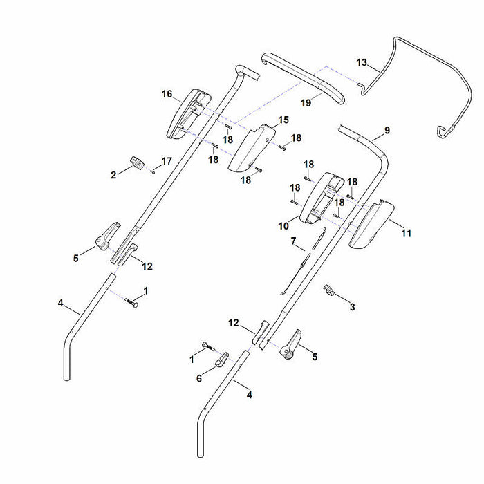 STIHL 6338-182-1300 Gehäusehälfte positie 10 technische tekening