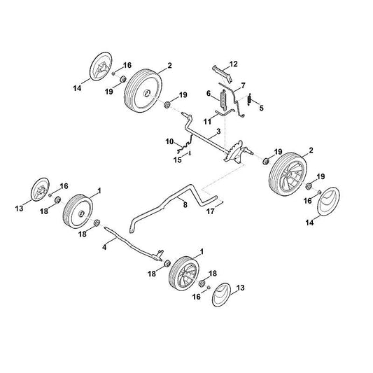 STIHL 0000-700-0400 Rad positie 2 technische tekening