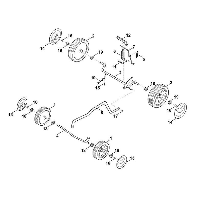 STIHL 6338-703-8800 Translationshebel positie 8 technische tekening