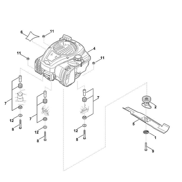 STIHL 6358-967-1500 Typenschild RM 448 T positie 6 technische tekening