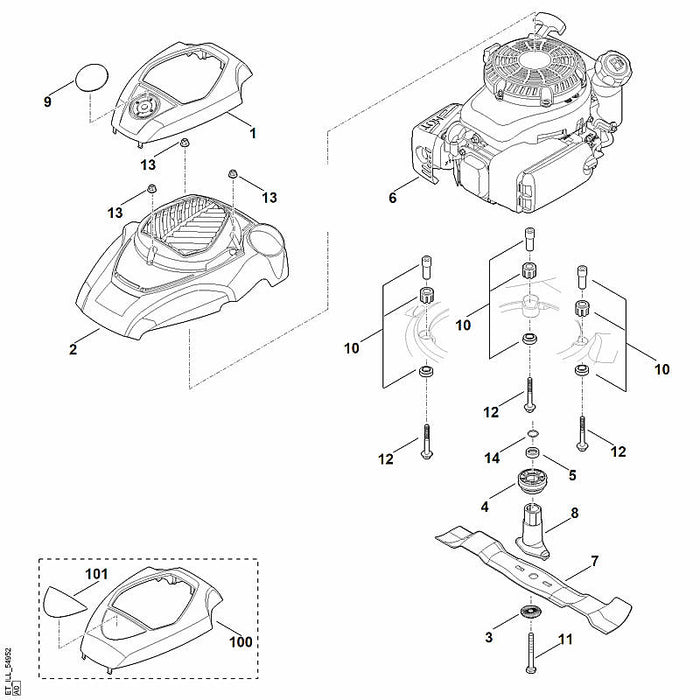 STIHL 6364-967-1505 Typenschild RM 650 V positie 101 technische tekening