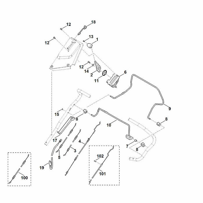 STIHL 6364-440-3000 Kabelbaum positie 19 technische tekening