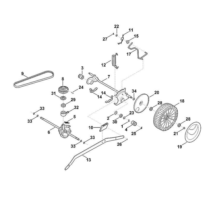 STIHL 6364-640-0100 Getriebe kpl. positie 6 technische tekening