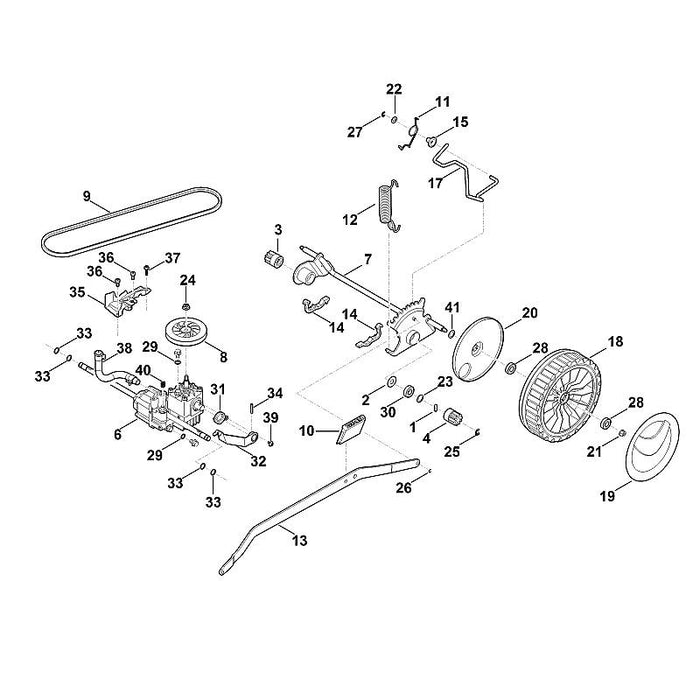 STIHL 6374-640-0100 Hydrogetriebe positie 6 technische tekening
