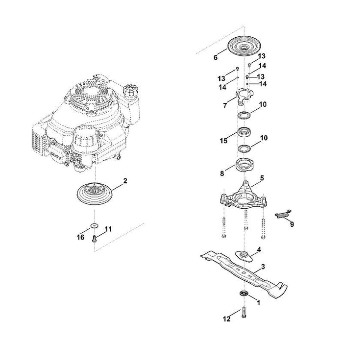 STIHL 6374-160-2900 Kupplungstrommel Oberteil positie 2 technische tekening