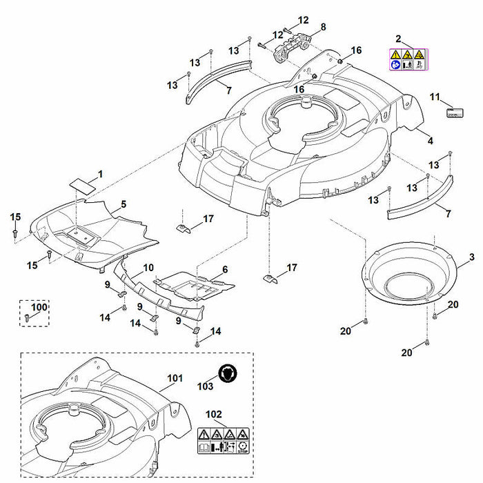 STIHL 6383-706-7311 Schutzleiste positie 7 technische tekening