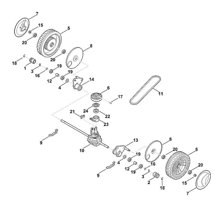 STIHL 6383-640-0130 Getriebe kpl. positie 10 technische tekening