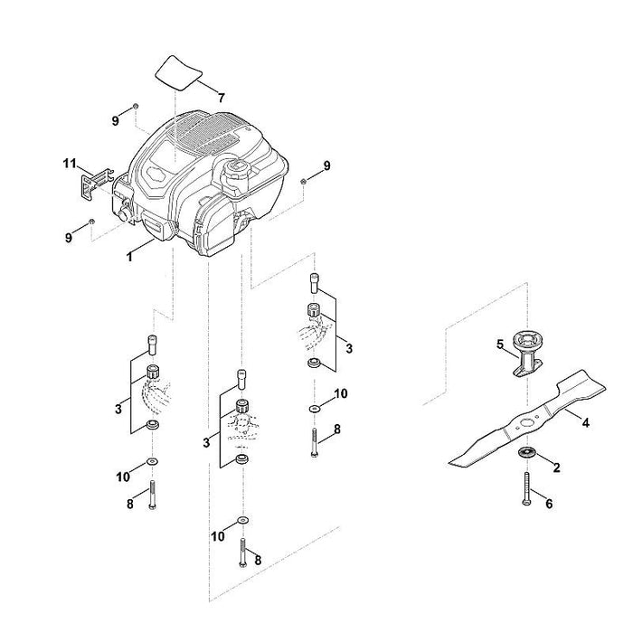 STIHL 6361-706-8200 Schutzblech positie 11 technische tekening