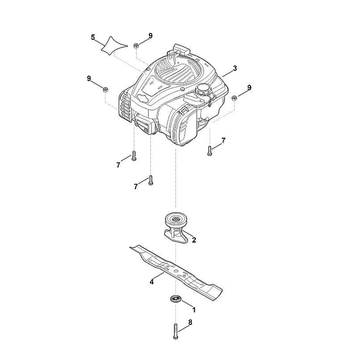 STIHL 6350-967-1505 Typenschild RM 248 T positie 5 technische tekening