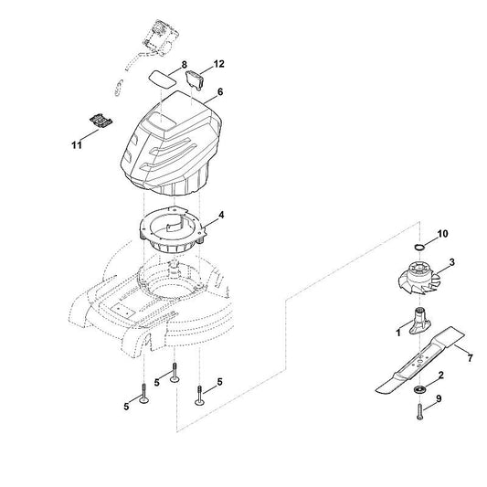 STIHL 0000-702-5005 Messerbuchse positie 1 technische tekening