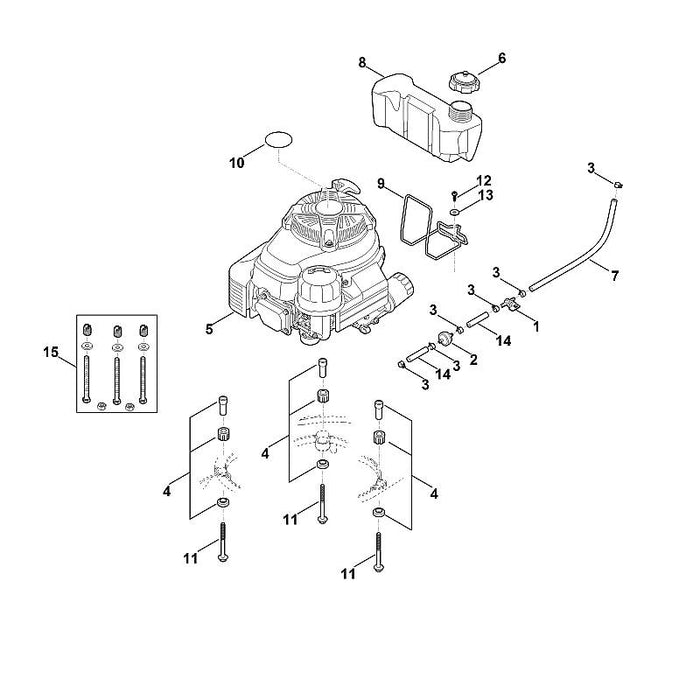 STIHL 0000-358-1808 Kraftstofffilter positie 2 technische tekening