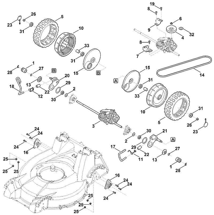 STIHL 6378-704-2110 Keilriemen positie 14 technische tekening