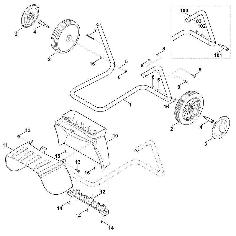 STIHL 6001-703-2306 Rohrfuß positie 100 technische tekening
