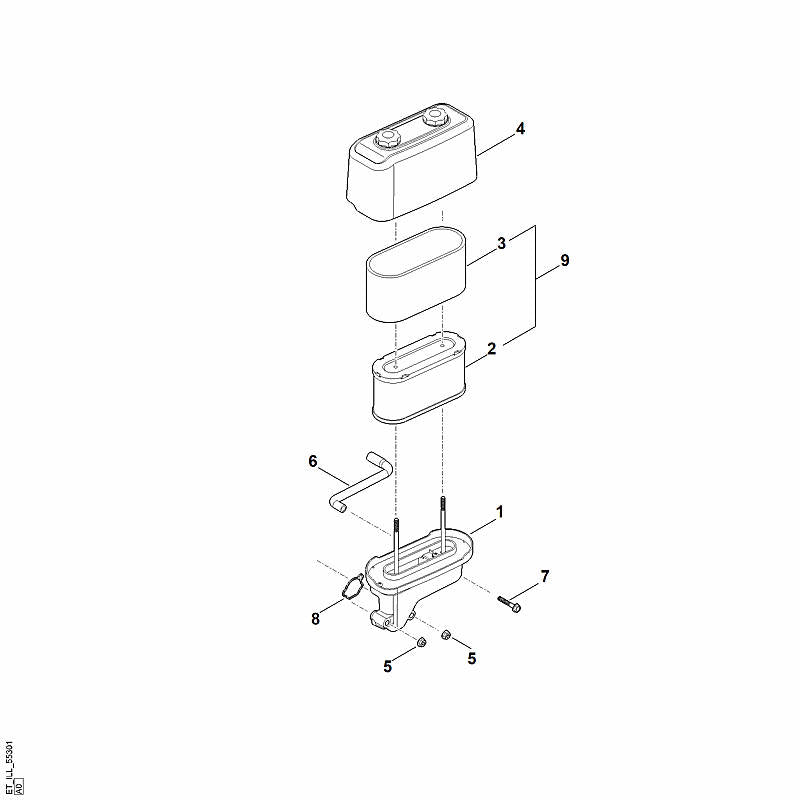 STIHL 0004-120-3500 Gehäuseunterteil (Luftfilter) positie 1 technische tekening