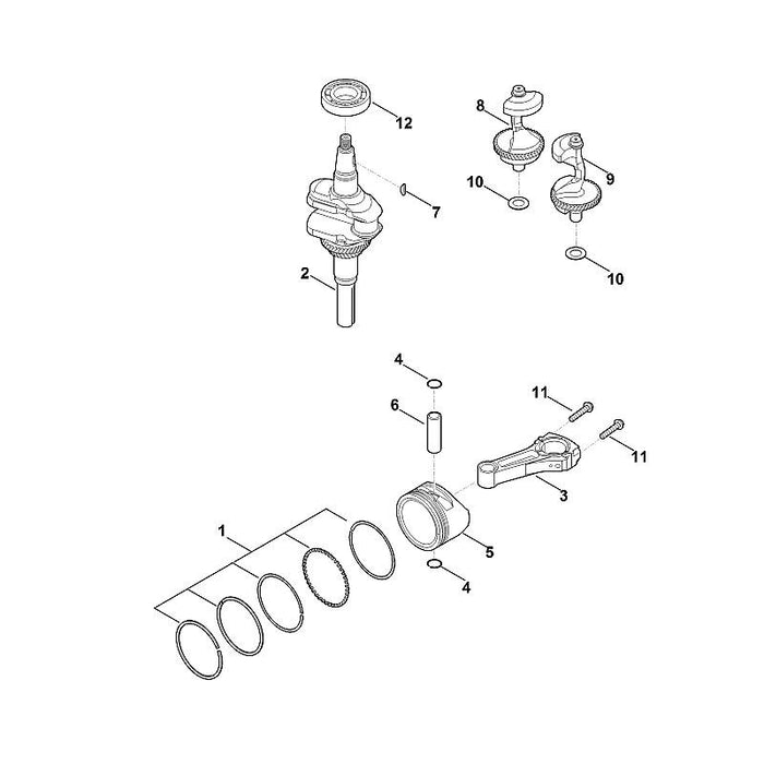 STIHL 0004-007-1004 Satz Kolbenringe positie 1 technische tekening