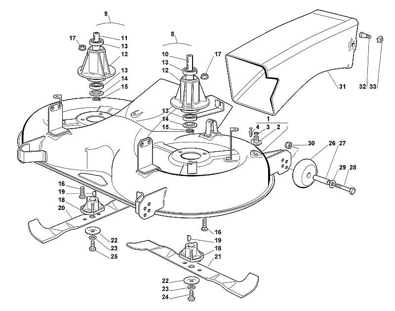 STIHL 6151-702-0116 Messer rechts positie 20 technische tekening