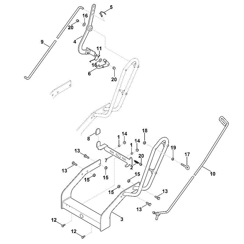 STIHL 6907-730-8665 Hebel (Seitenverstellung) positie 10 technische tekening