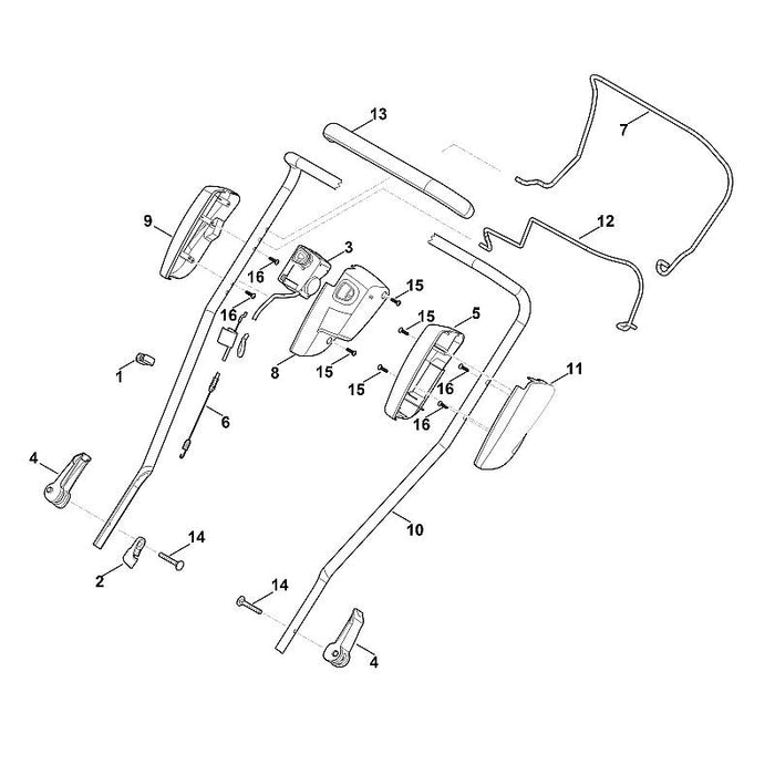 STIHL 6357-764-0205 Schalthebel positie 7 technische tekening