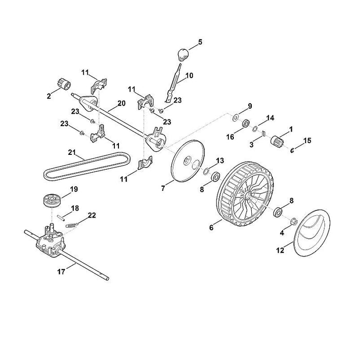 STIHL 6357-640-0101 Getriebe kpl. positie 17 technische tekening