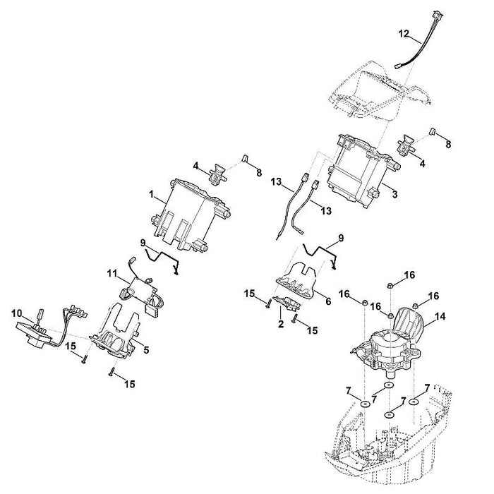 STIHL 6358-600-0205 Elektromotor (850W) positie 14 technische tekening