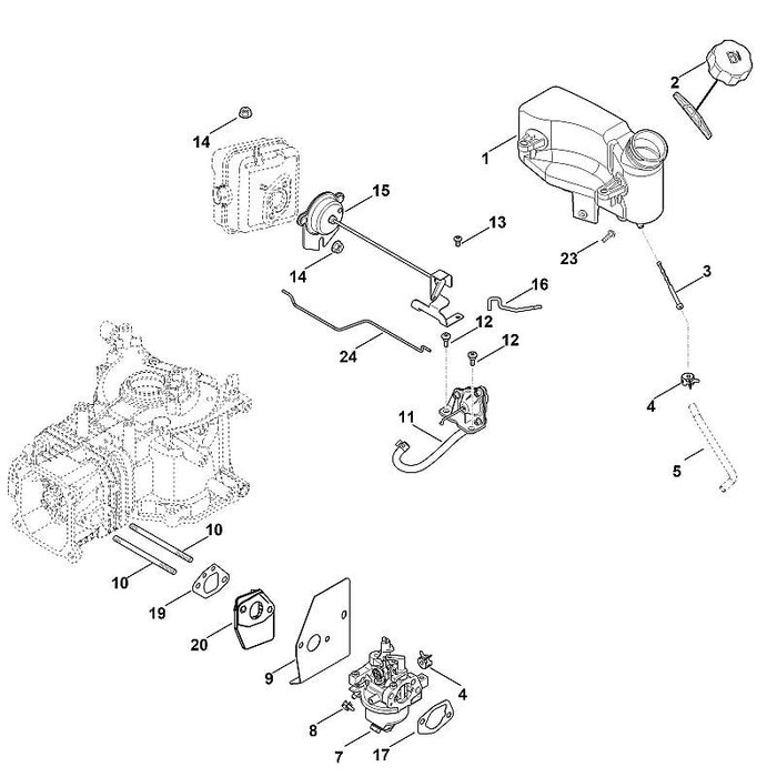 STIHL 0002-951-9703 Schraube M4 positie 13 technische tekening