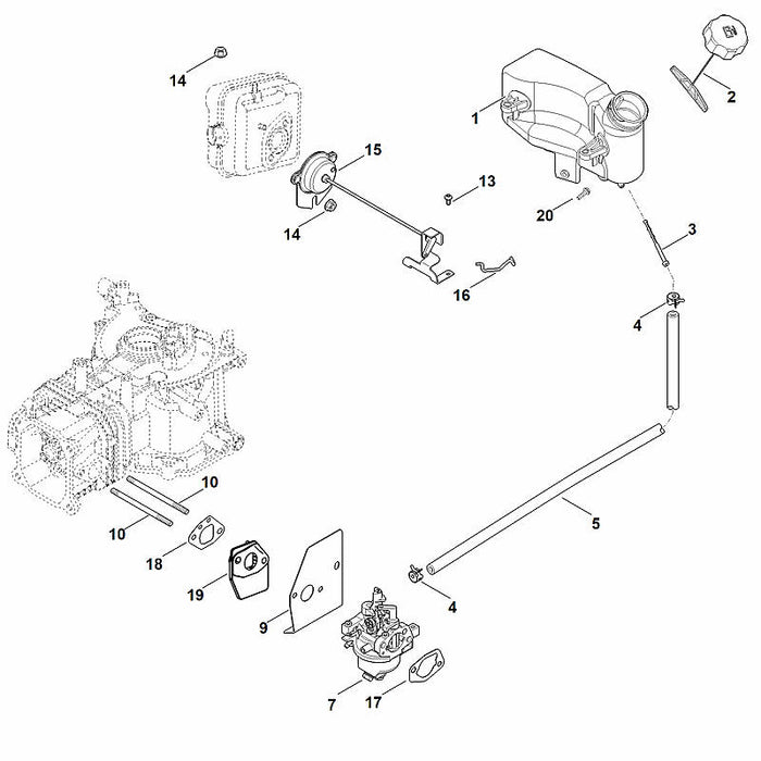STIHL 0002-120-0607 Vergaser kpl. positie 7 technische tekening