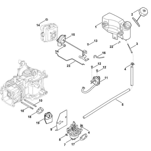 STIHL 0002-120-0605 Vergaser kpl. positie 7 technische tekening