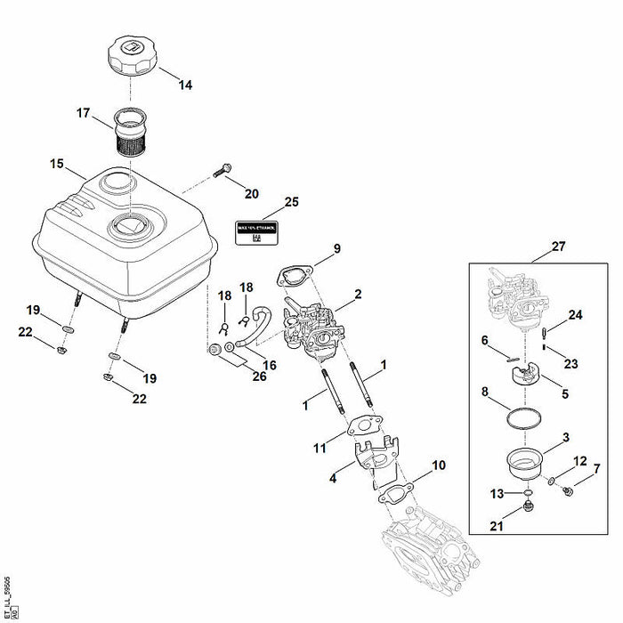 STIHL 0004-007-1800 Reparatursatz (Tank) positie 15 technische tekening