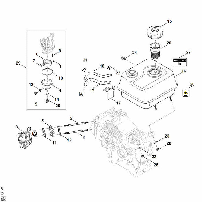 STIHL 0004-007-1804 Reparatursatz (Tank) positie 16 technische tekening