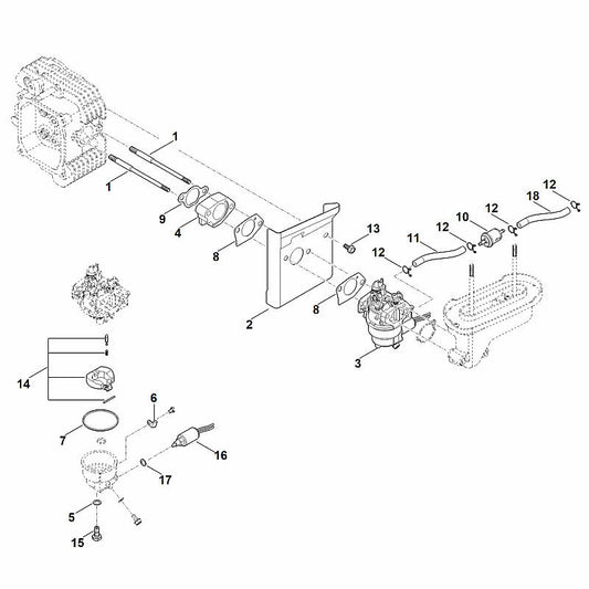 STIHL 0004-120-5102 Magnetventil positie 16 technische tekening