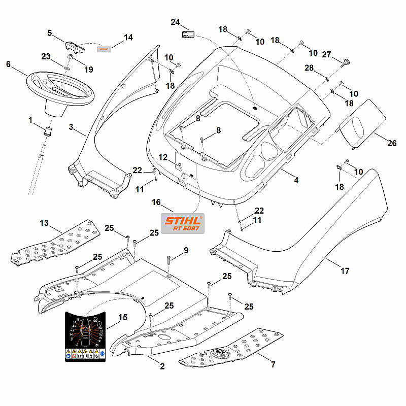 STIHL 6160-780-2092 Abdeckung kpl. positie 2 technische tekening