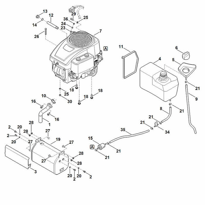 STIHL 9018-318-2410 Sechskantschraube M10x30 positie 18 technische tekening
